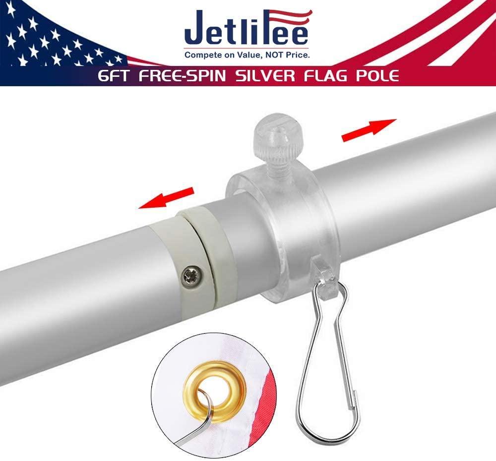 Jetlifee 3x5 FT US Flag with 6 FT Tangle Free Flagpole|american flag with mounting bracket|flag pole for high winds - Jetlifee