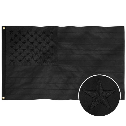 Jetlifee 3x5 FT Embroidery All Black American Flag - Jetlifee