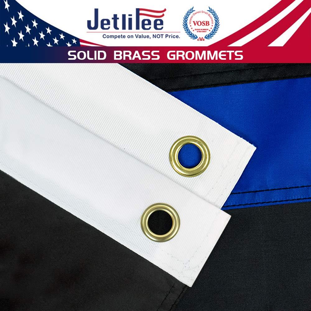 Jetlifee 3x5 Ft Embroidery Black White Thin Blue Line American Flag - Jetlifee