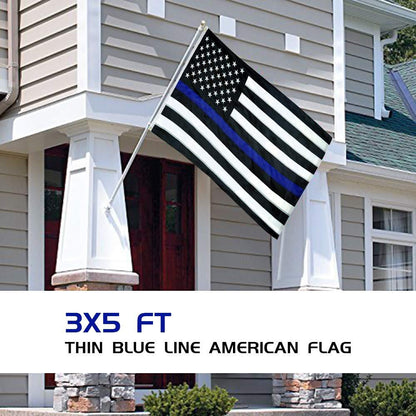 Jetlifee 3x5 Ft Embroidery Black White Thin Blue Line American Flag - Jetlifee