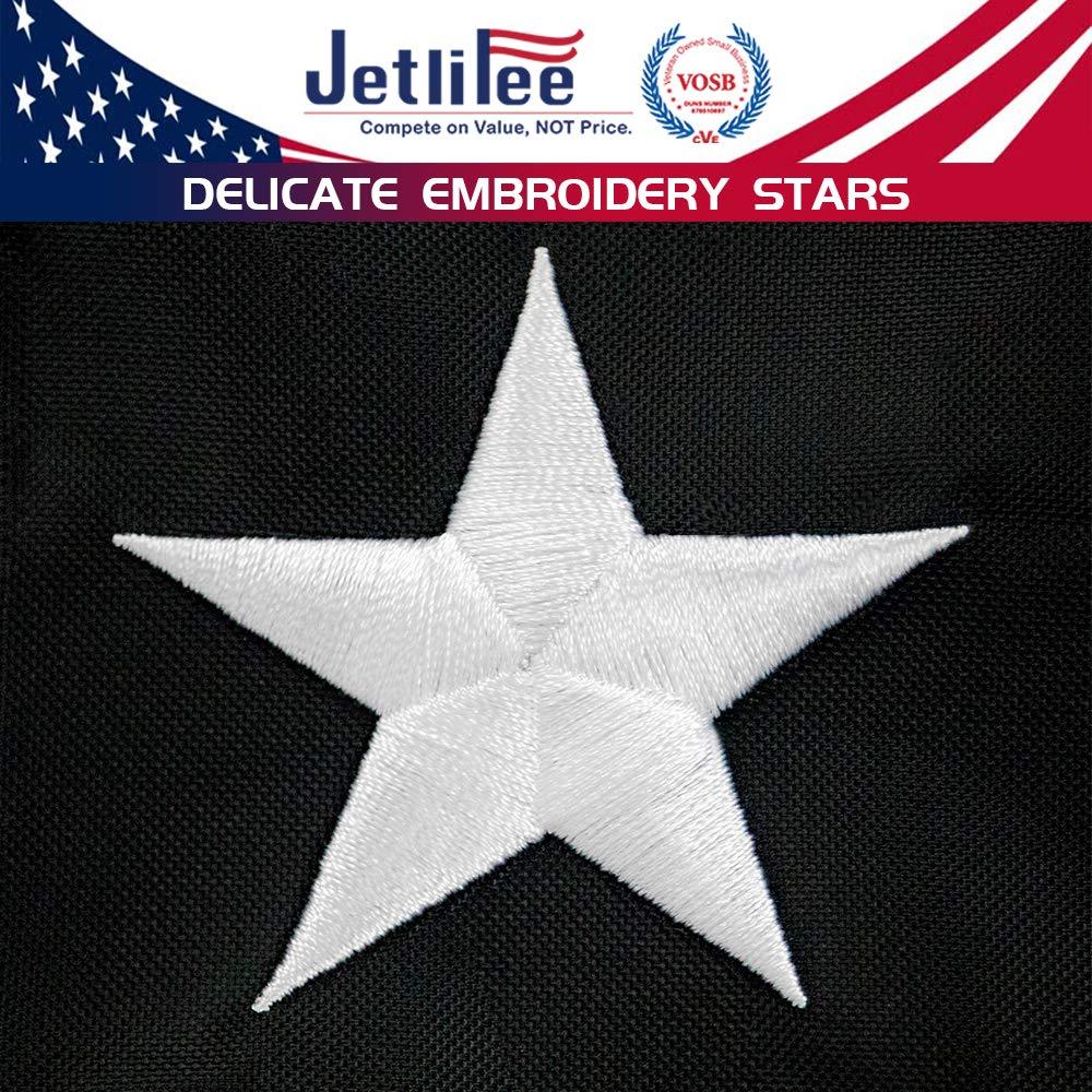 Jetlifee 3x5 Ft Embroidery Black White Thin Blue Line American Flag - Jetlifee