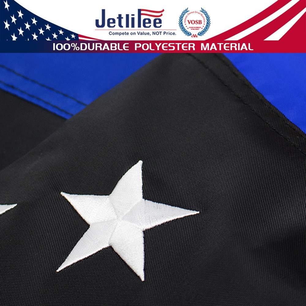 Jetlifee 3x5 Ft Embroidery Black White Thin Blue Line American Flag - Jetlifee