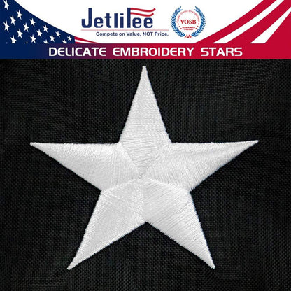 Jetlifee 3x5 Ft Embroidery Black White Thin Red Line American Flag - Jetlifee