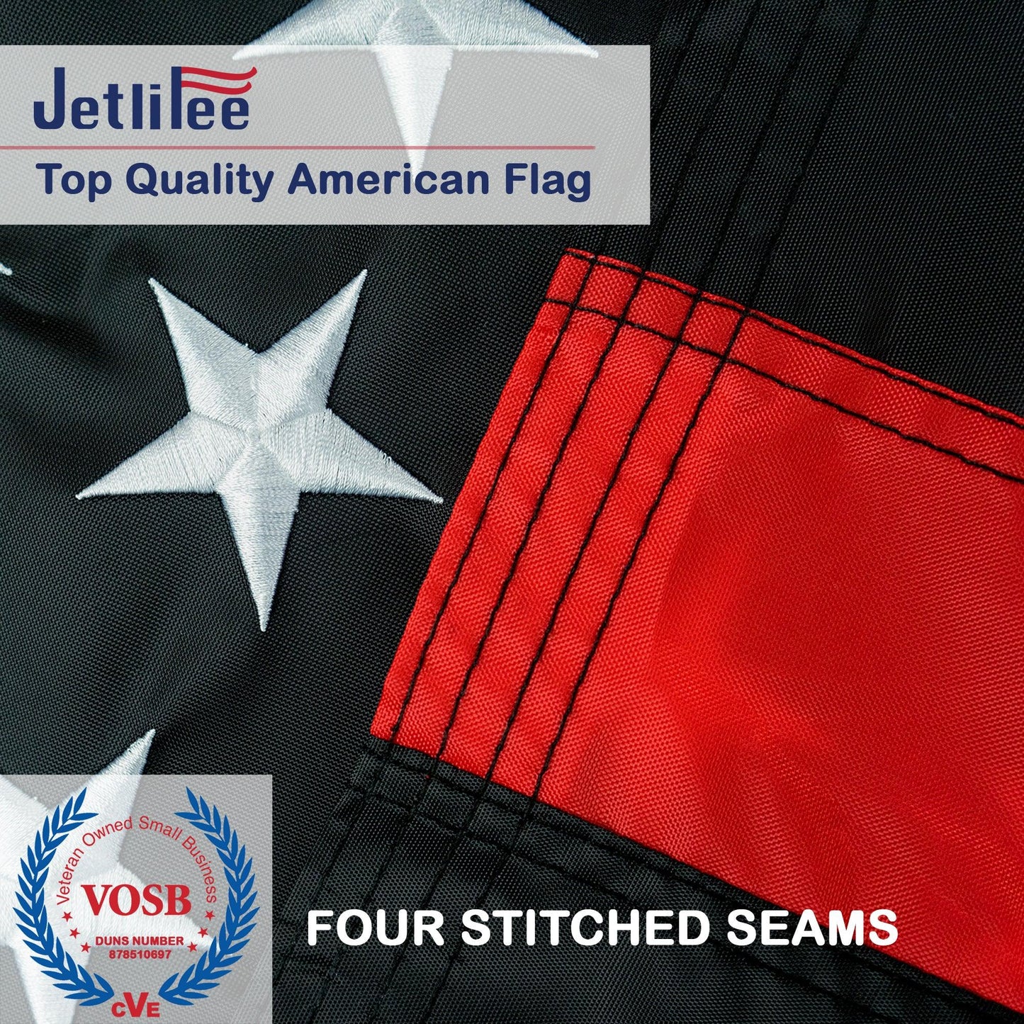 Jetlifee 3x5 Ft Embroidery Black White Thin Red Line American Flag - Jetlifee