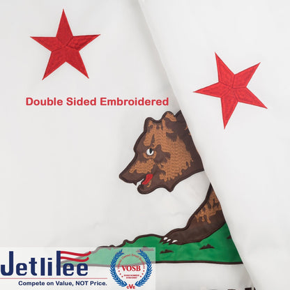 Jetlifee 3x5 Ft Embroidery California State Flag 2 - Sided - Jetlifee