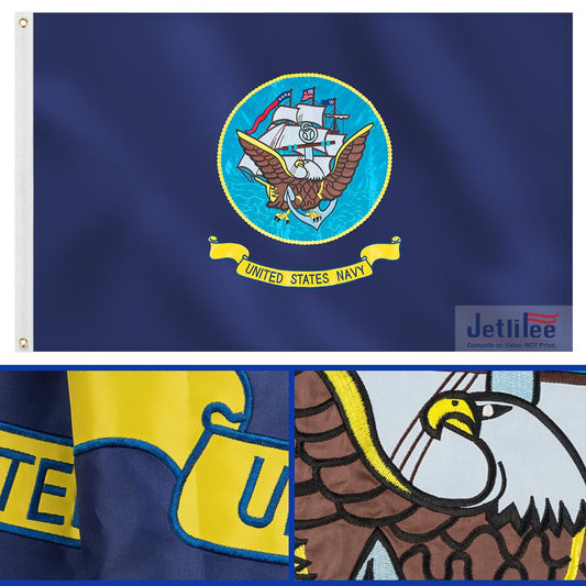 Jetlifee 3x5 Ft Embroidery Double - Side Flags US Navy Flag - Jetlifee