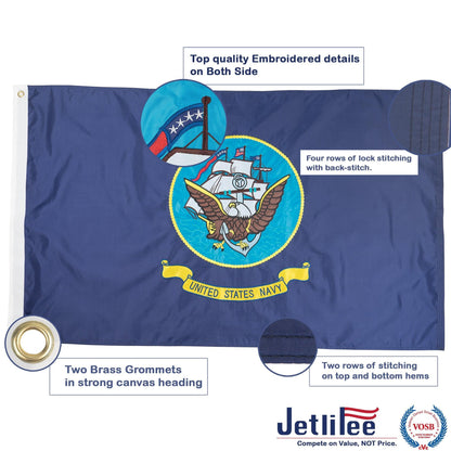 Jetlifee 3x5 Ft Embroidery Double - Side Flags US Navy Flag - Jetlifee