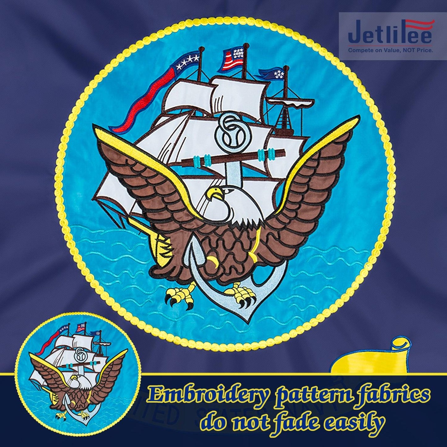 Jetlifee 3x5 Ft Embroidery Double - Side Flags US Navy Flag - Jetlifee