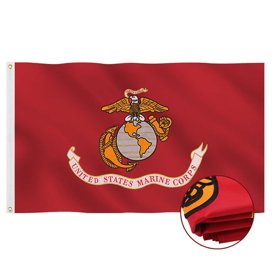 Jetlifee 3x5 Ft Embroidery Marine Corps USMC Flag Double Sided - Jetlifee