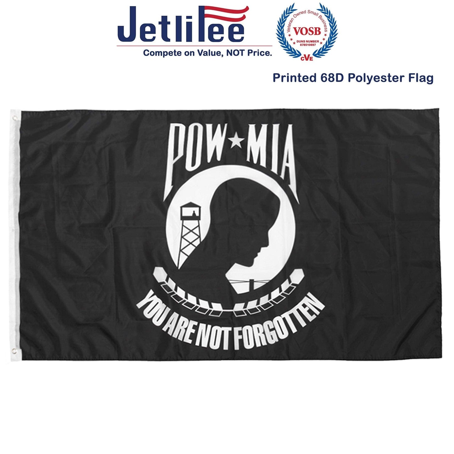 Jetlifee 3x5 FT Printed POW MIA Flag You are Not Forgotten - Jetlifee