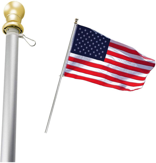 Jetlifee 3x5 FT US Flag with 6 FT Tangle Free Flagpole|american flag with mounting bracket|flag pole for high winds - Jetlifee