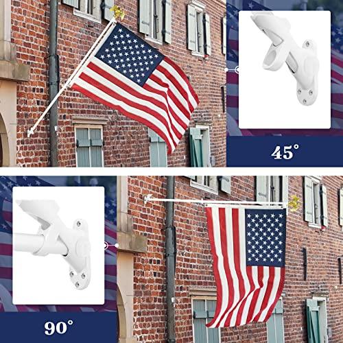 Jetlifee American Flag Kit, Including 100% Polyester US Flag, 6 ft Aluminum No Tangle Spinning Pole and 2 - Position Flag Pole Bracket for House - Jetlifee