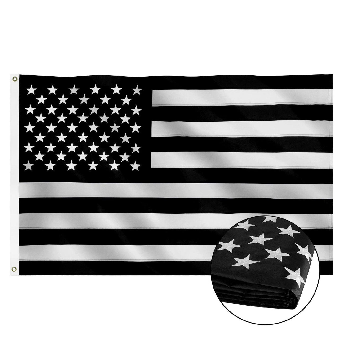 Jetlifee Embroidery Black and White American Flag - Jetlifee