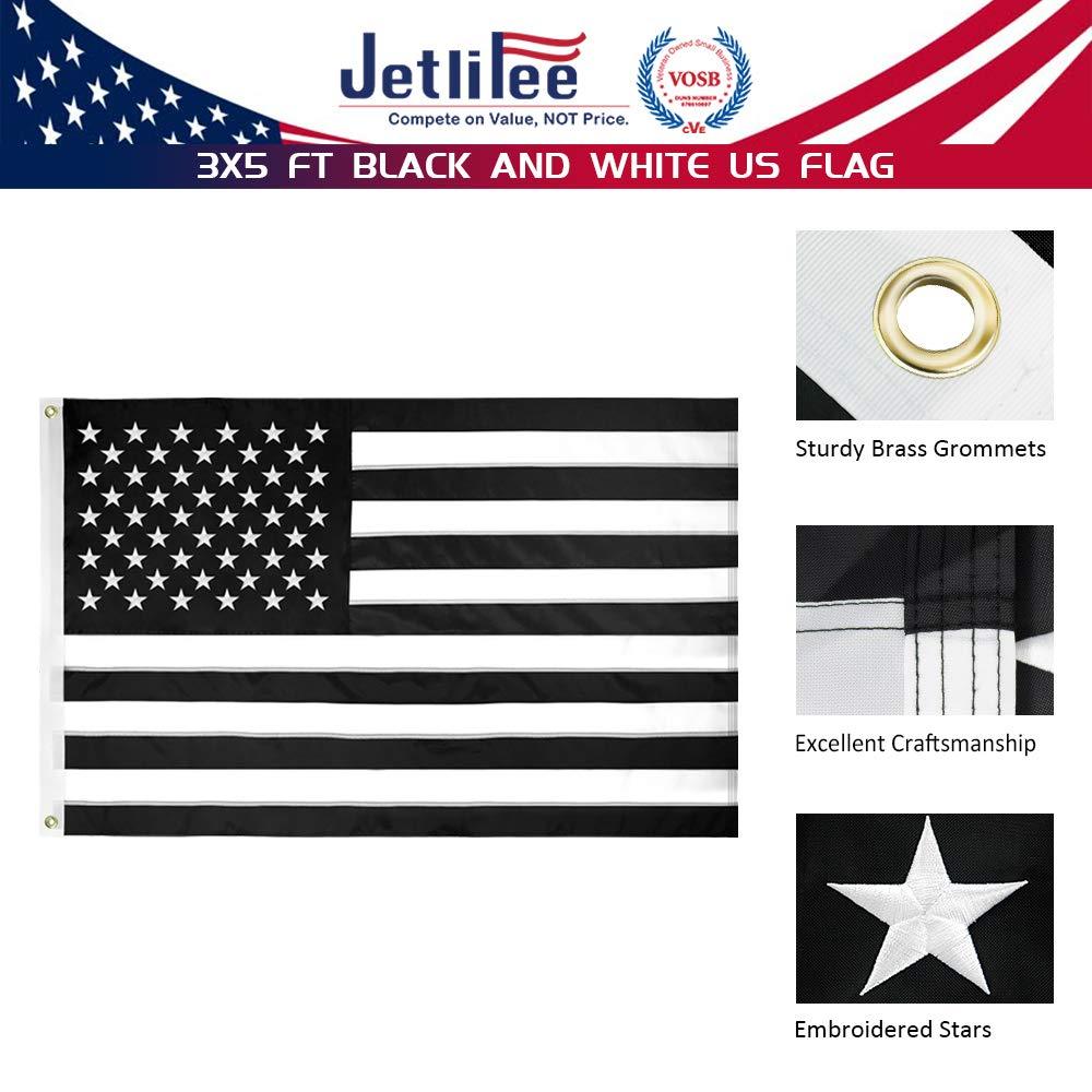 Jetlifee Embroidery Black and White American Flag - Jetlifee