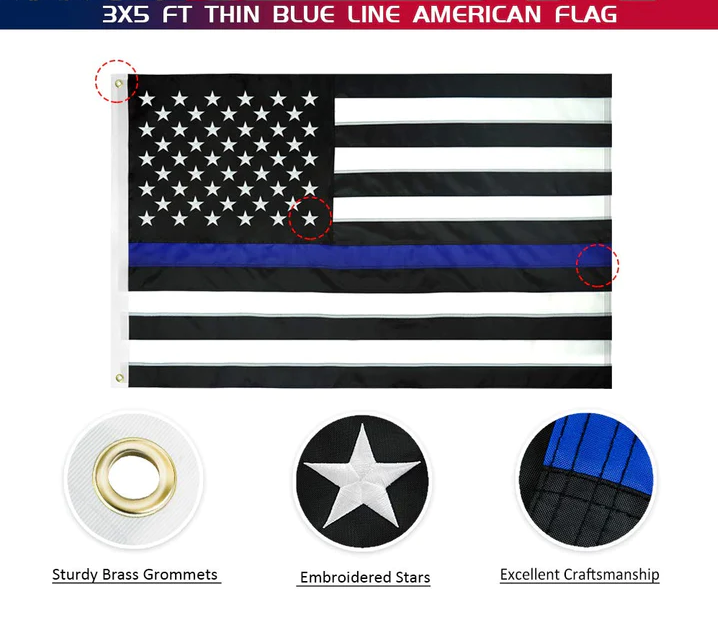 Thin Blue Line USA Patch - 2x3 inch