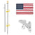 Jetlifee American Flag Pole Kit, Including 100% Polyester 3x5 ft US Flag, 6 Ft Aluminum Silver No Tangle Spinning Pole, Eagle Topper and 2-Position Flag Pole Bracket