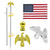 Jetlifee American Flag Pole Kit, Including 100% Polyester 3x5 ft US Flag, 6 Ft Aluminum Silver No Tangle Spinning Pole, Eagle Topper and 2-Position Flag Pole Bracket